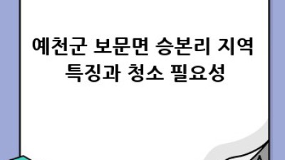 예천군 보문면 승본리 청소 전문 업체 추천